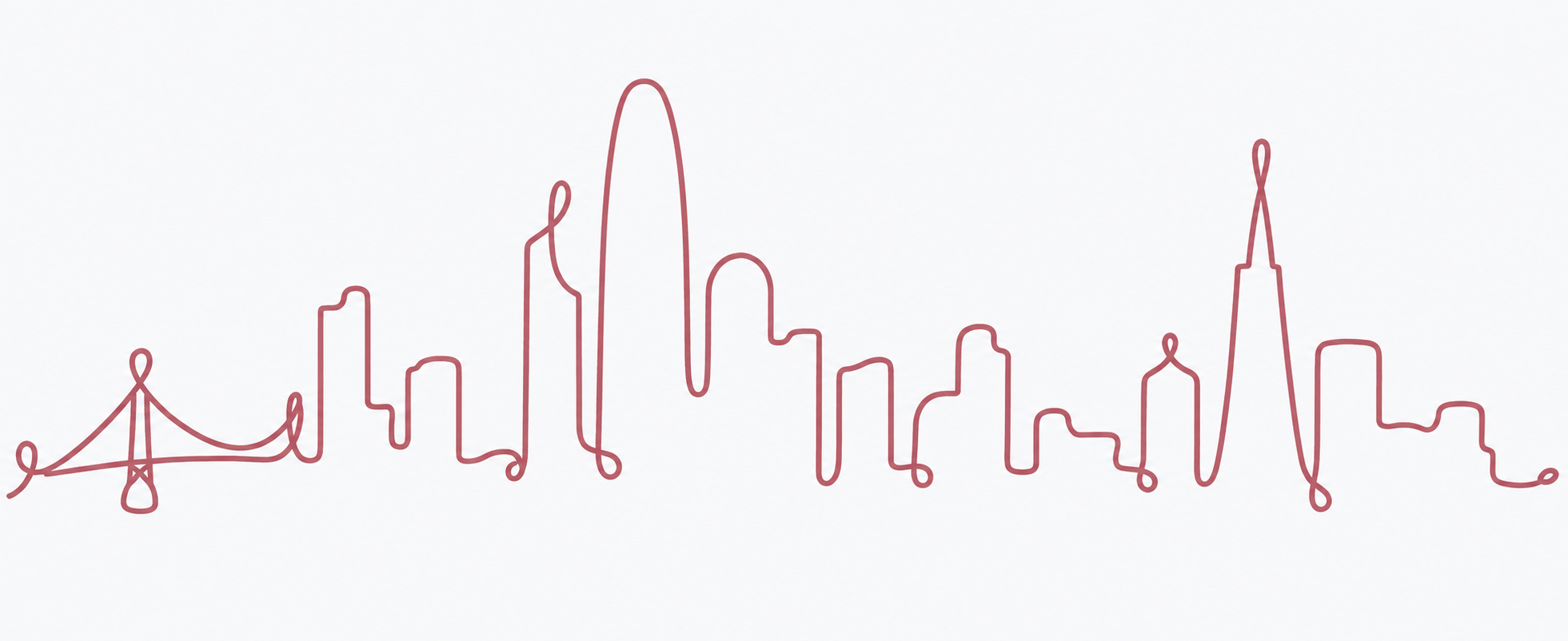 San Francisco skyline in a continuous cursive line